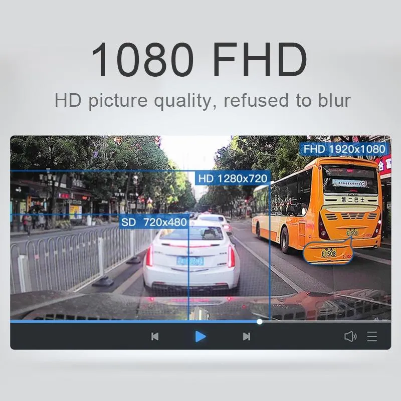 1080p Dual Recording Car Dvr with 4 Touch Screen Parking Monitoring & Loop Recording