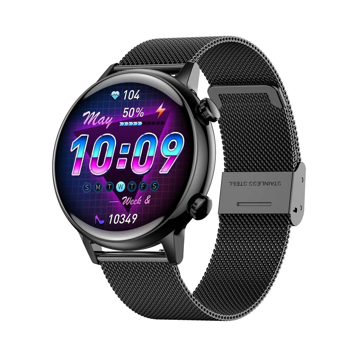1.1 Inch Smart Stainless Steel Band Watch Support Bluetooth Call / Blood Oxygen Monitoring