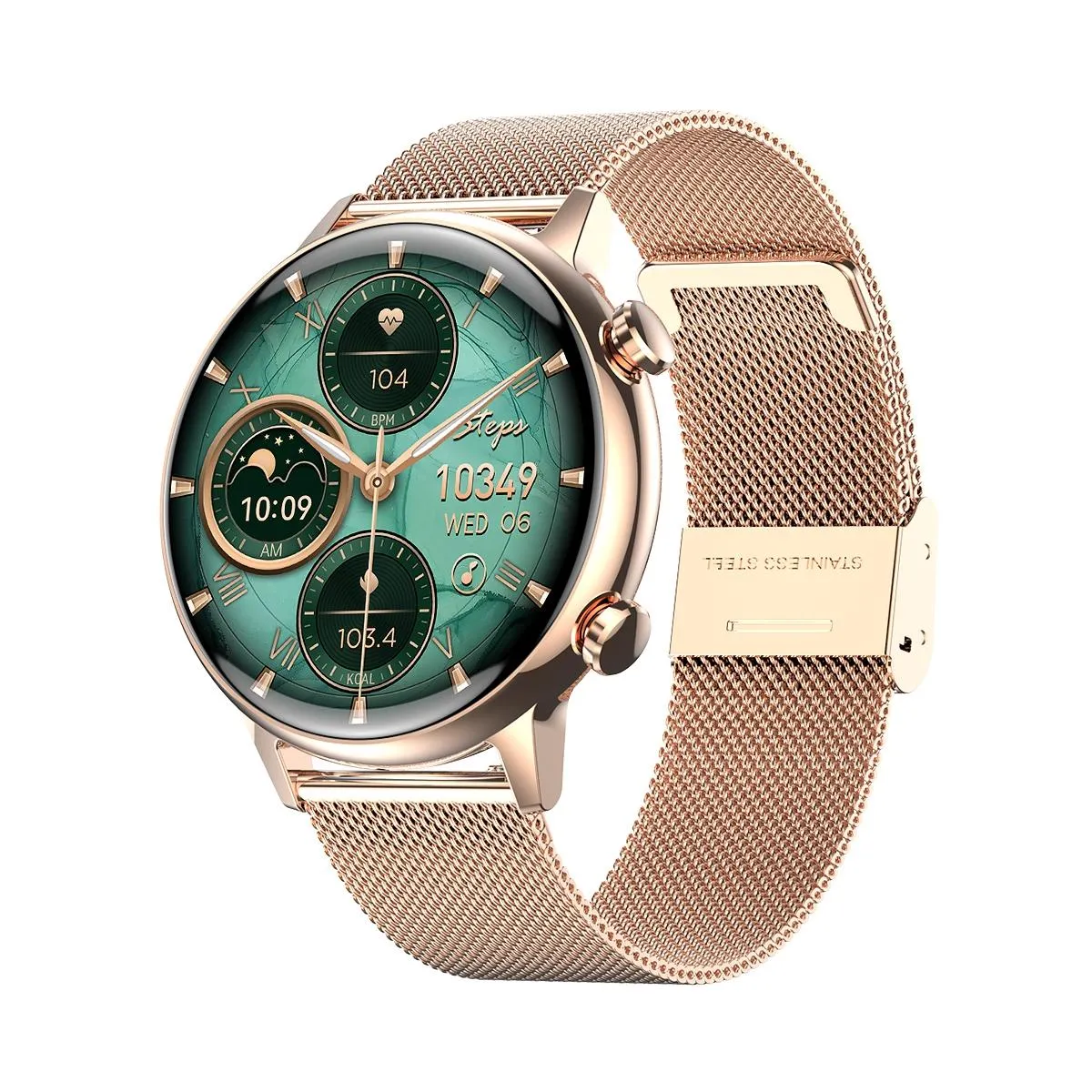 1.1 Inch Smart Stainless Steel Band Watch Support Bluetooth Call / Blood Oxygen Monitoring