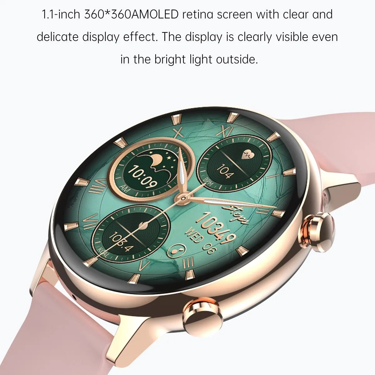 1.1 Inch Smart Stainless Steel Band Watch Support Bluetooth Call / Blood Oxygen Monitoring