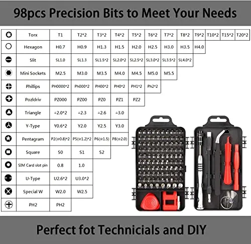 110 in 1 Precision Screwdriver Set, Magnetic Repair Tool Kit, Mini Screwdriver Set for iPhone Cellphone MacBook Tablet PC Watch Glasses Electronics DIY Hand Work