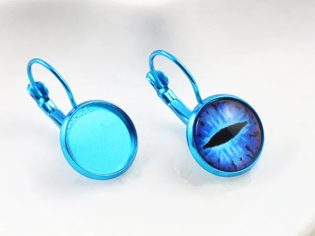 12mm 10pcs 19 Colors Plated French Lever Back Earrings Blank/Base,Fit 12mm Glass Cabochons,Buttons;Earring Bezels