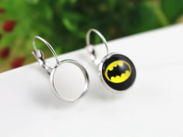 12mm 10pcs 19 Colors Plated French Lever Back Earrings Blank/Base,Fit 12mm Glass Cabochons,Buttons;Earring Bezels