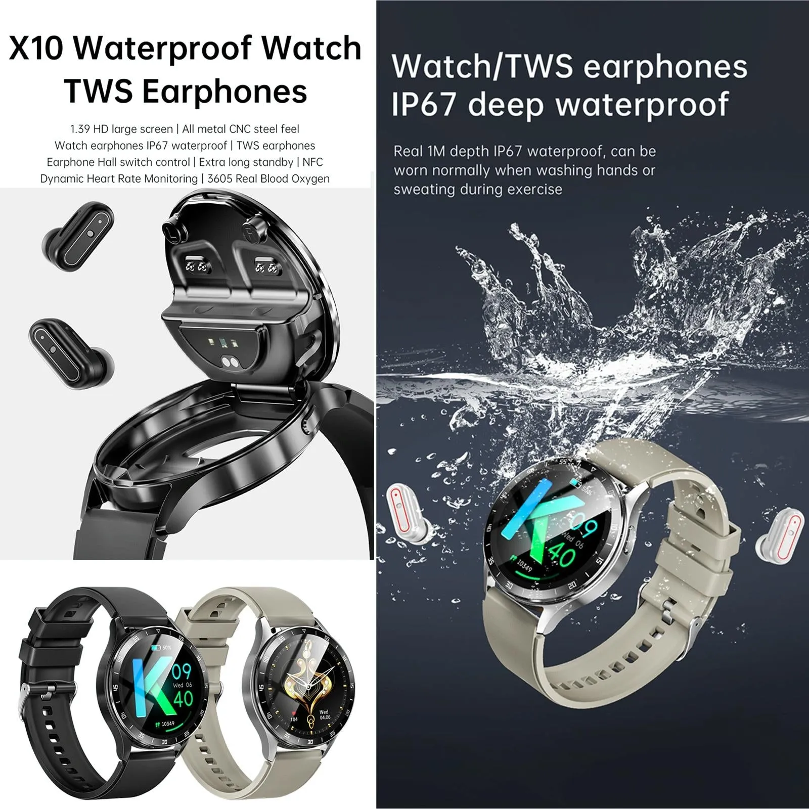 1.39 Inch Waterproof Bracelet Support Bluetooth Call / Nfc / Heart Rate