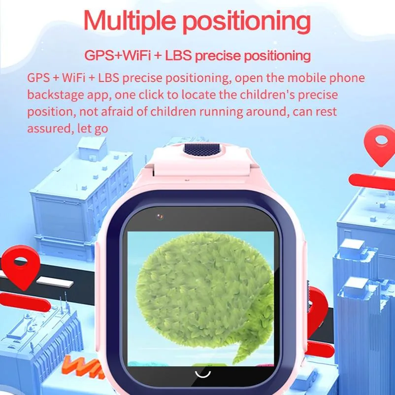 1.4 Inch 4G Gps   Wifi   Lbs Positioning Children Calling Watch With Sos Function - Black