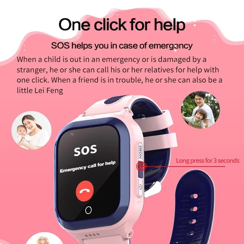 1.4 Inch 4G Gps   Wifi   Lbs Positioning Children Calling Watch With Sos Function - Black