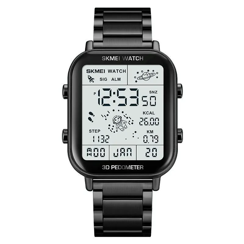1888 Men Multifunctional Waterproof Digital Watch - Stainless Steel 30m
