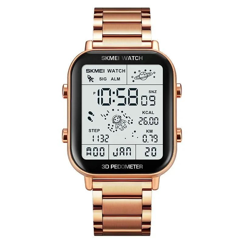 1888 Men Multifunctional Waterproof Digital Watch - Stainless Steel 30m