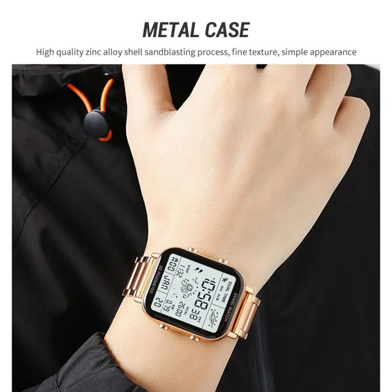 1888 Men Multifunctional Waterproof Digital Watch - Stainless Steel 30m