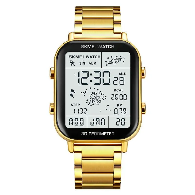 1888 Men Multifunctional Waterproof Digital Watch - Stainless Steel 30m