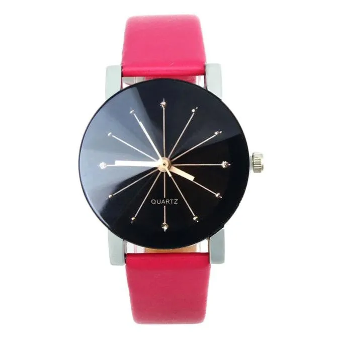 1PC Men and Women Quartz Dial Clock Leather Wrist Watch