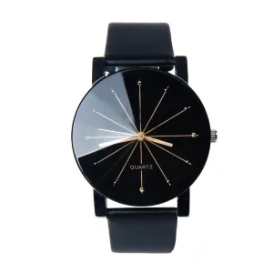 1PC Men and Women Quartz Dial Clock Leather Wrist Watch