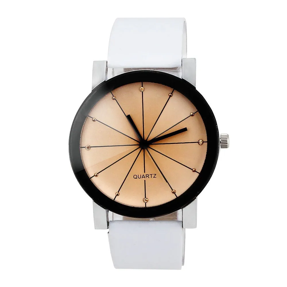1PC Men and Women Quartz Dial Clock Leather Wrist Watch