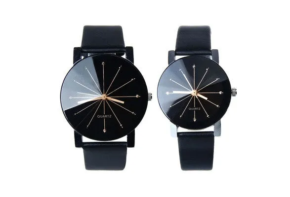 1PC Men and Women Quartz Dial Clock Leather Wrist Watch