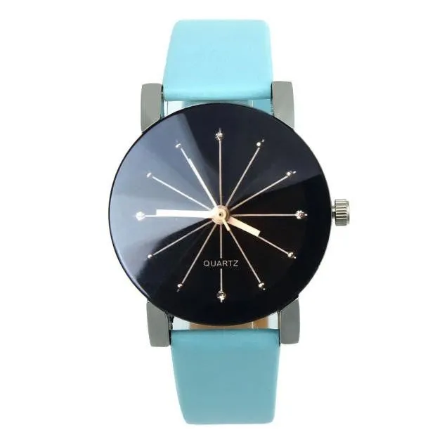 1PC Men and Women Quartz Dial Clock Leather Wrist Watch