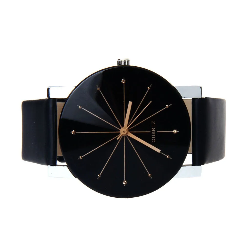 1PC Men and Women Quartz Dial Clock Leather Wrist Watch