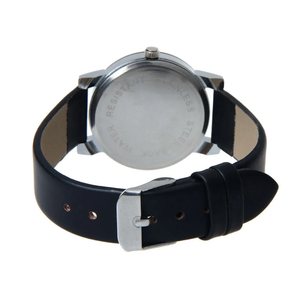 1PC Men and Women Quartz Dial Clock Leather Wrist Watch
