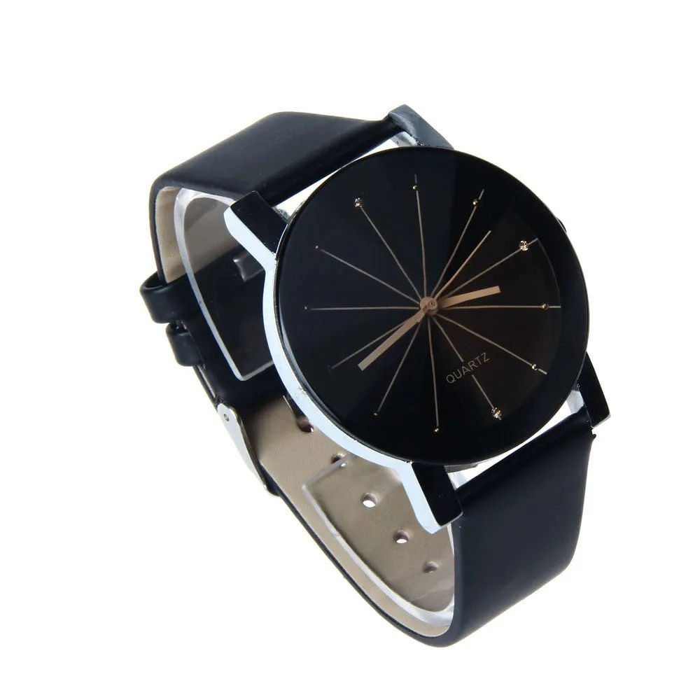 1PC Men and Women Quartz Dial Clock Leather Wrist Watch