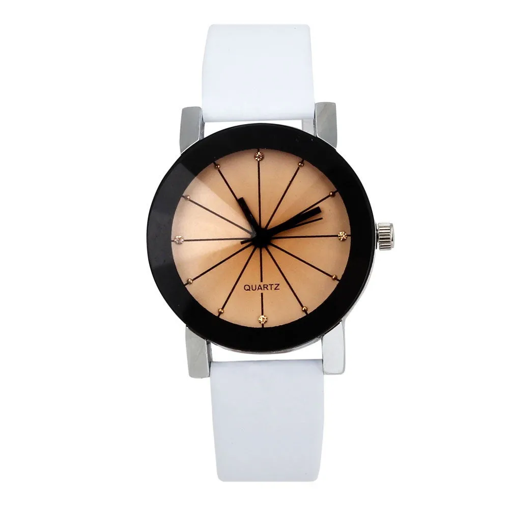 1PC Men and Women Quartz Dial Clock Leather Wrist Watch