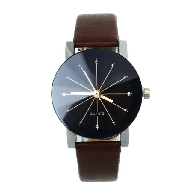 1PC Men and Women Quartz Dial Clock Leather Wrist Watch