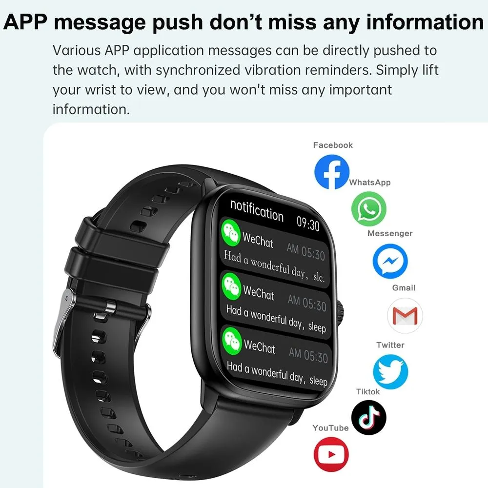2.01 Inch Ips Hd Screen Smart Watch Supports Bluetooth Call / Health Monitoring Black