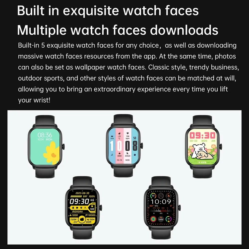 2.01 Inch Ips Hd Screen Smart Watch Supports Bluetooth Call / Health Monitoring Black