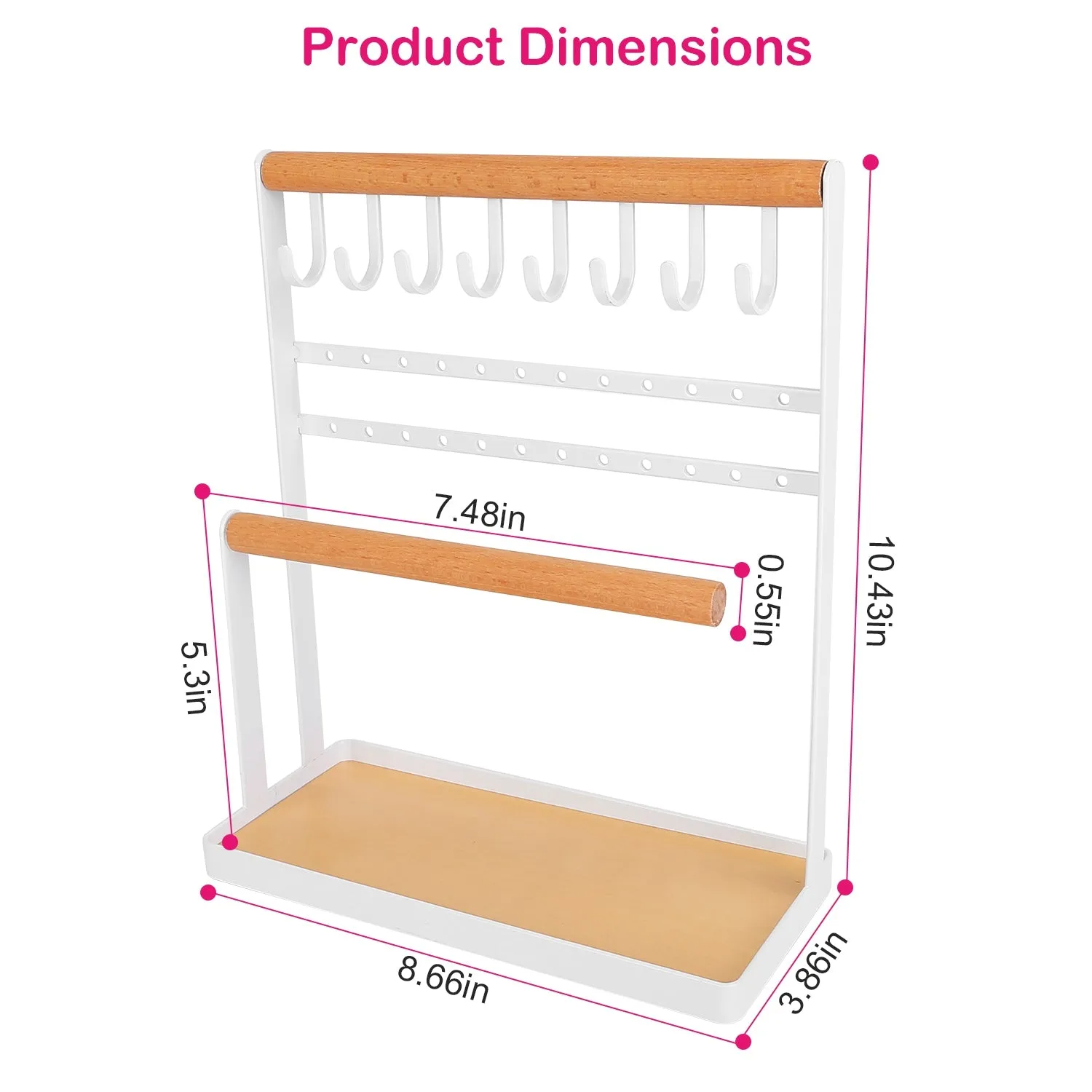 4-Tier Tabletop Wooden Jewelry Display Stand