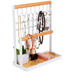 4-Tier Tabletop Wooden Jewelry Display Stand