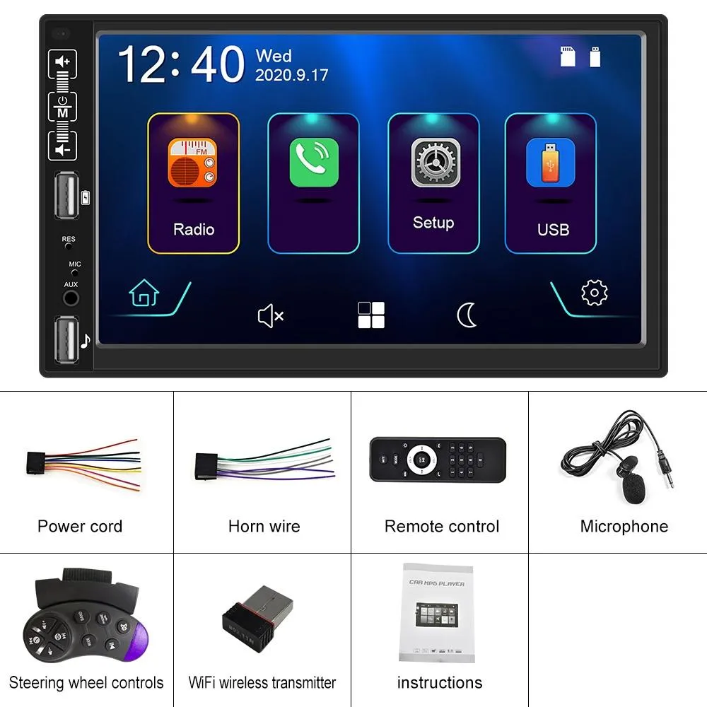 7 Inch Car Hd Mp5 Player With Carplay Bluetooth Fm Reversing Image Remote - A2891
