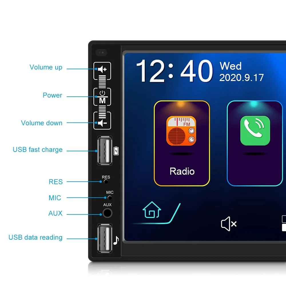 7 Inch Car Hd Mp5 Player With Carplay Bluetooth Fm Reversing Image Remote - A2891