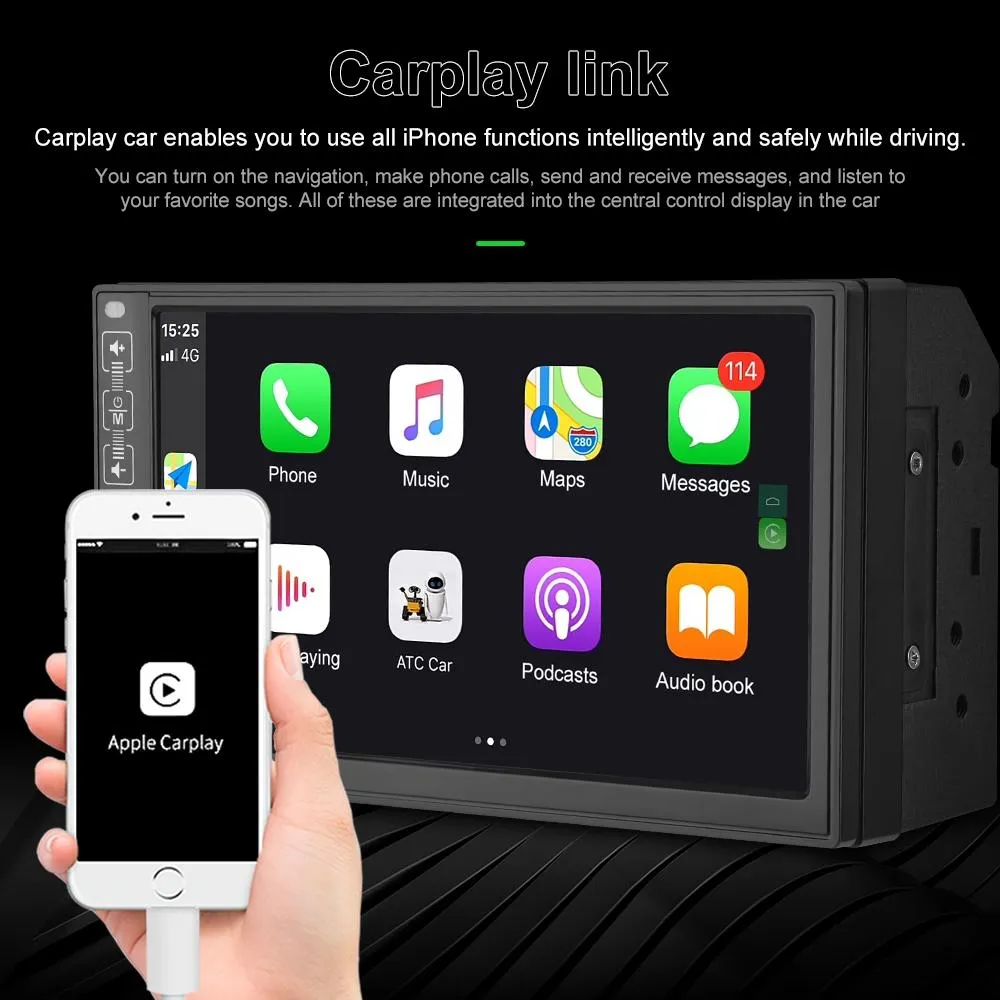 7 Inch Car Hd Mp5 Player With Carplay Bluetooth Fm Reversing Image Remote - A2891
