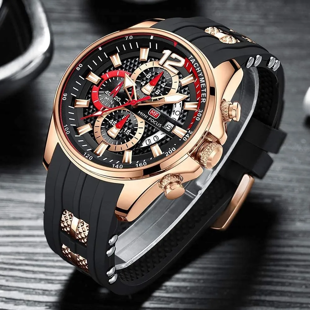 AIMES Watches for Mens Fashion Sports Waterproof Chronograph Watches with Silicone Strap Business Work Wrist Watch Auto Date