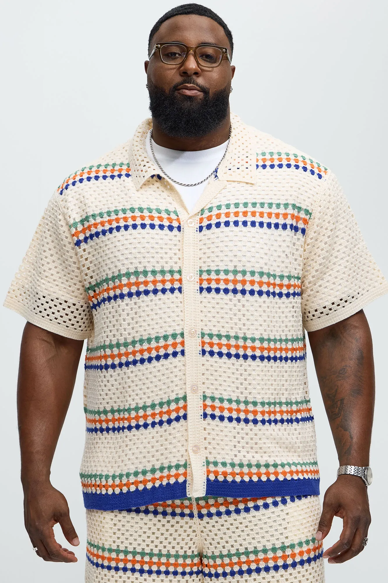 Anderson Crochet Cuban Collar - Cream/combo