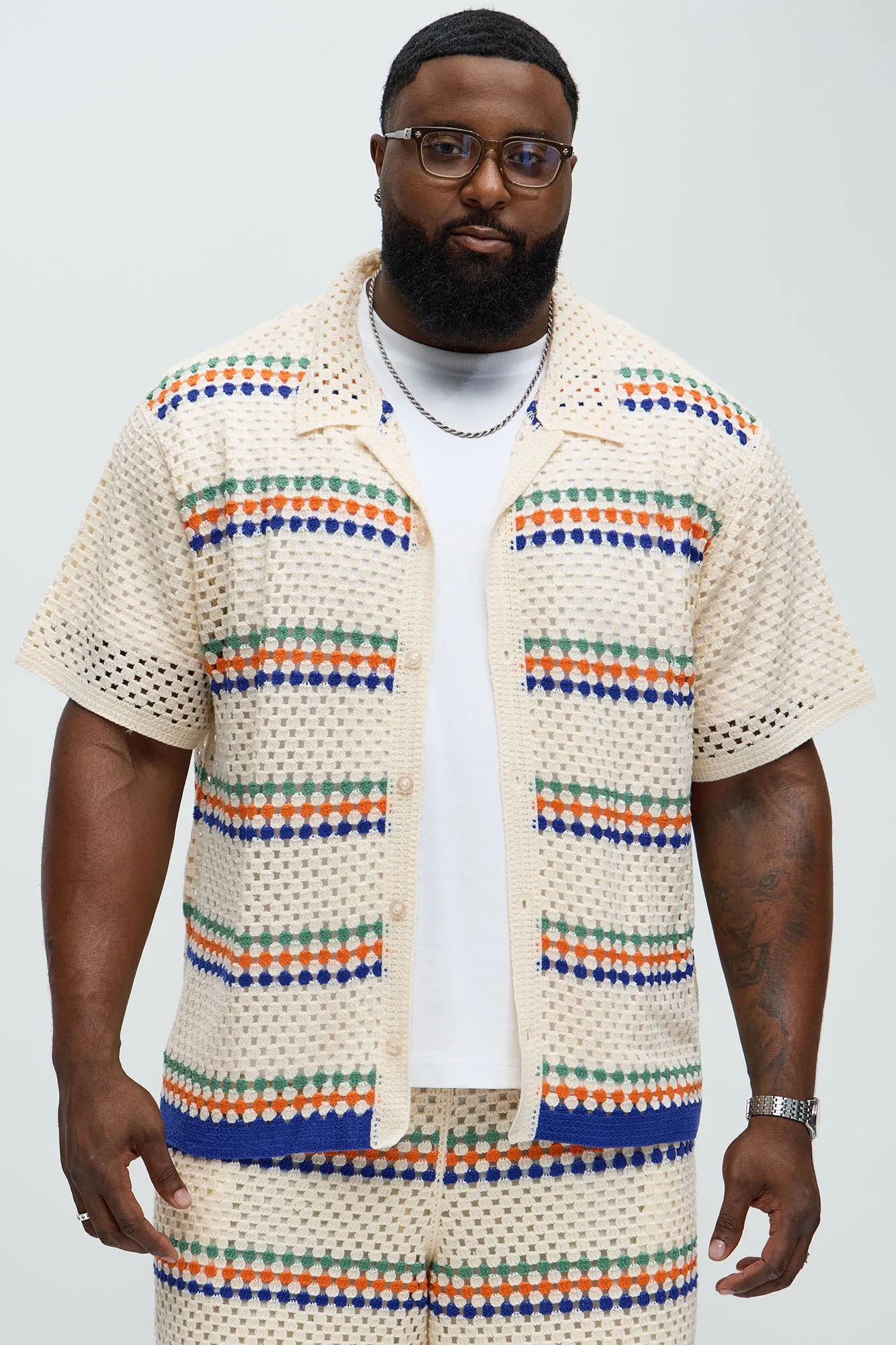 Anderson Crochet Cuban Collar - Cream/combo
