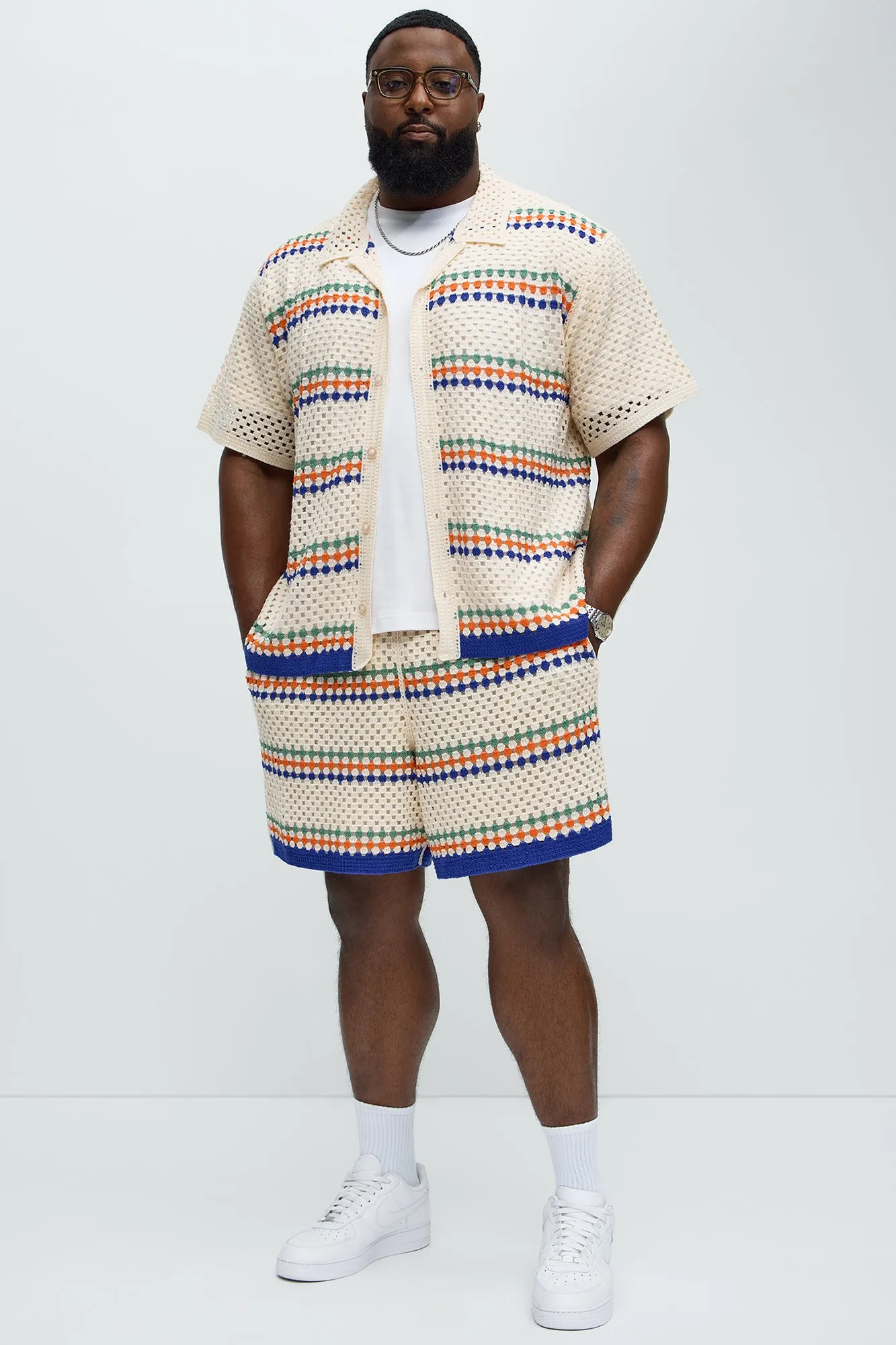 Anderson Crochet Knitted Shorts - Cream/combo