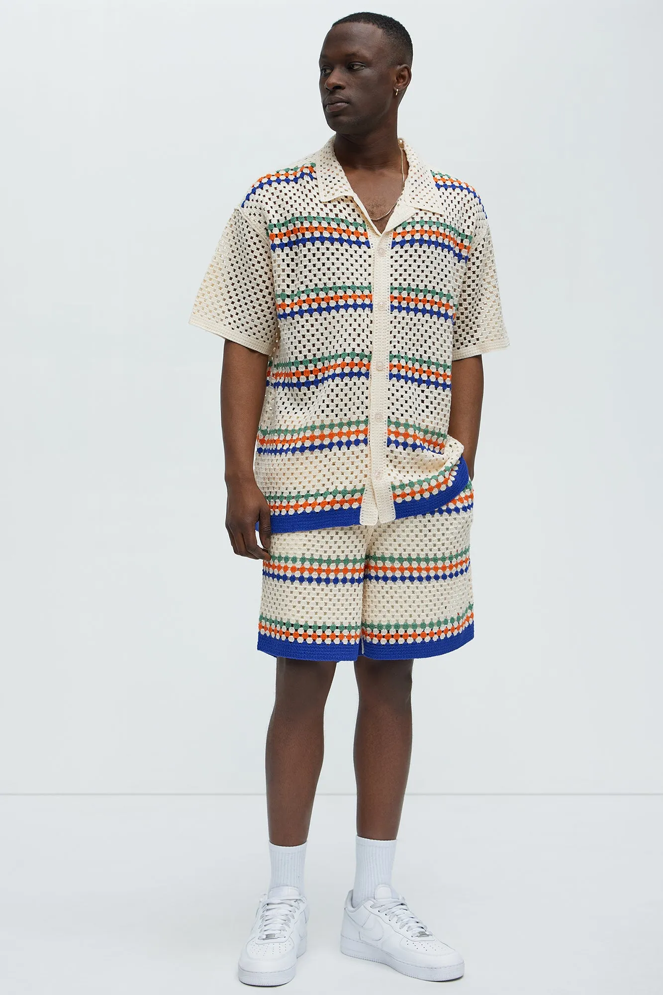 Anderson Crochet Knitted Shorts - Cream/combo