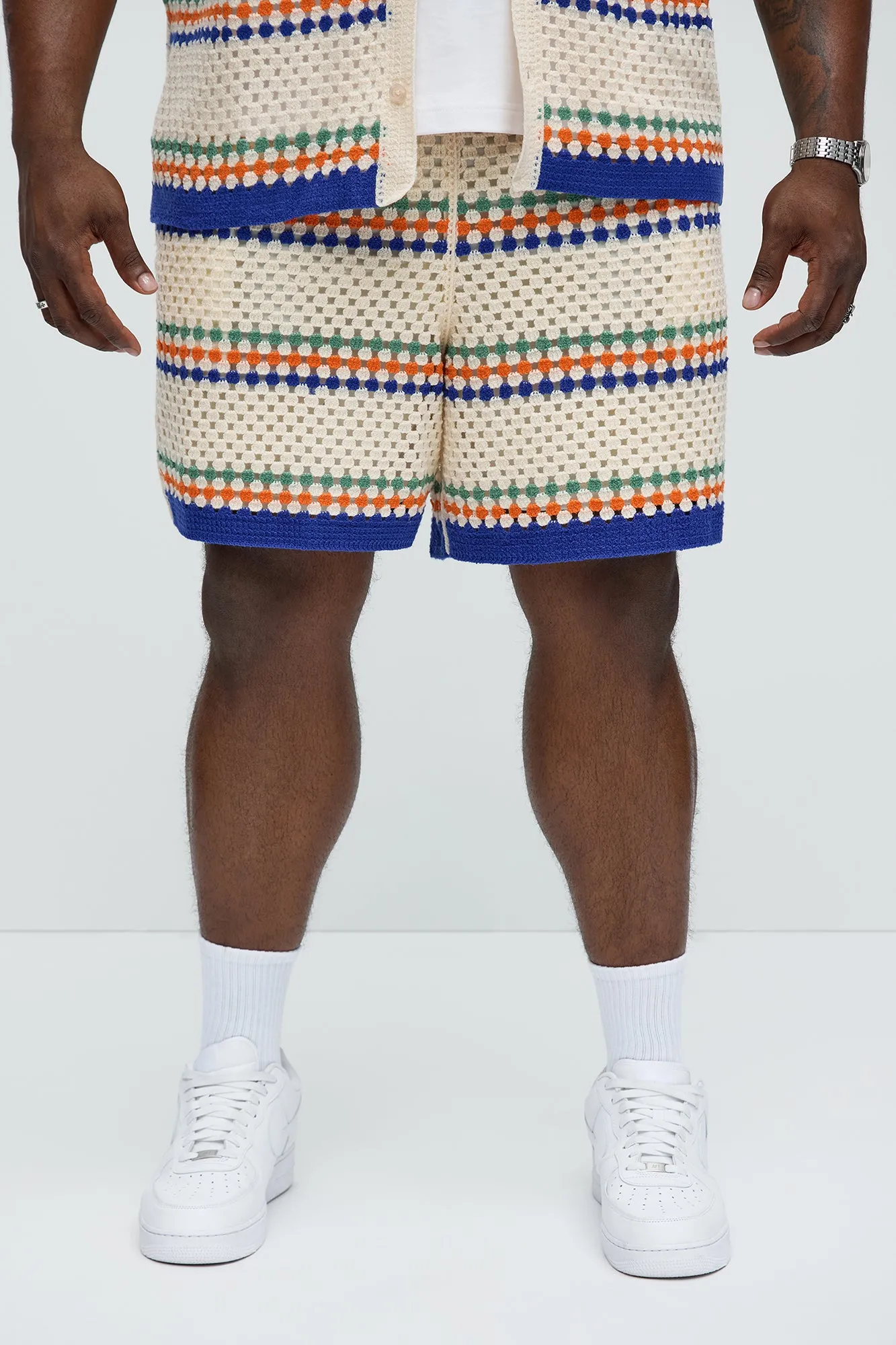 Anderson Crochet Knitted Shorts - Cream/combo