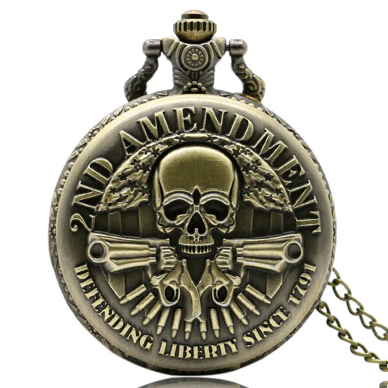 Antique Bronze Retro Steampunk Skull  Analog Pocket Watch