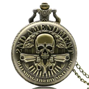 Antique Bronze Retro Steampunk Skull  Analog Pocket Watch