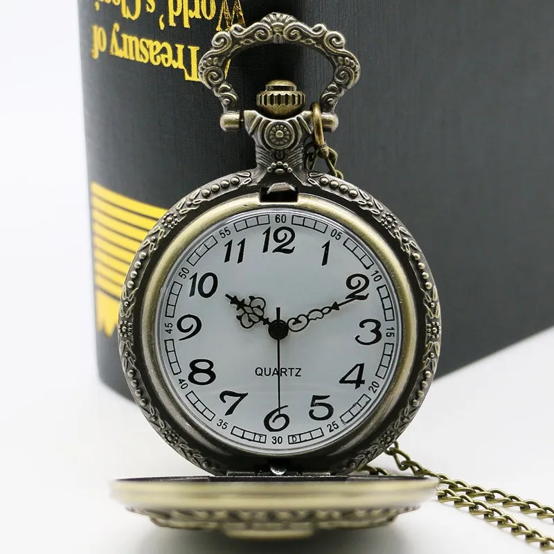 Antique Bronze Retro Steampunk Skull  Analog Pocket Watch
