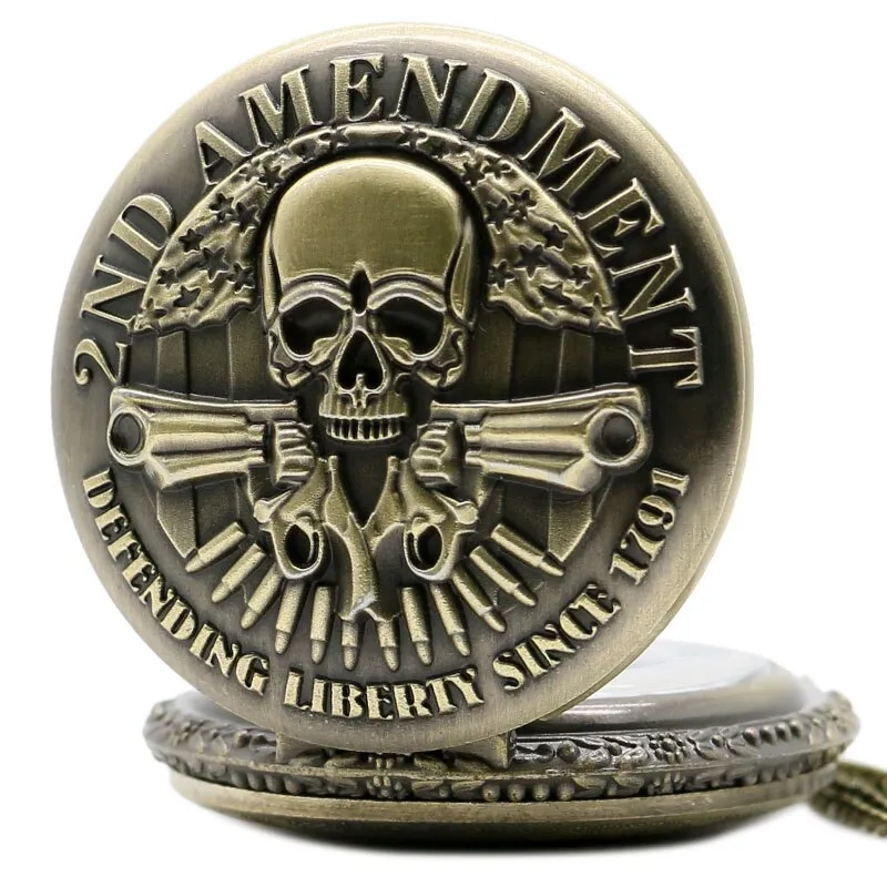 Antique Bronze Retro Steampunk Skull  Analog Pocket Watch