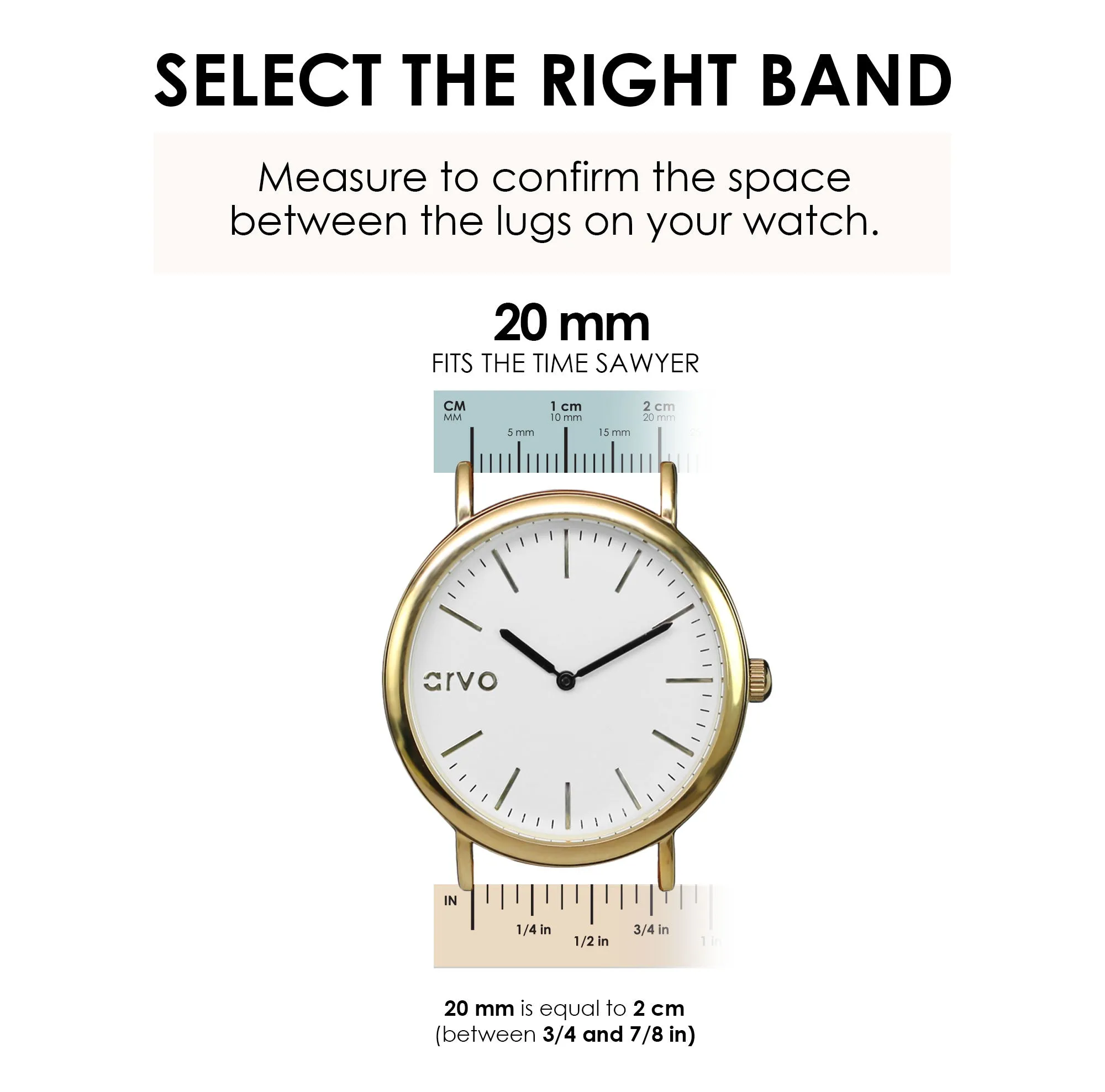 Arvo Black Stitched Leather Watch Band 20mm by Arvo