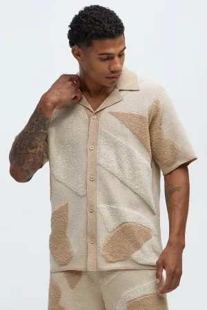 Auron Cuban Collar Knitted Shirt - Off White/combo