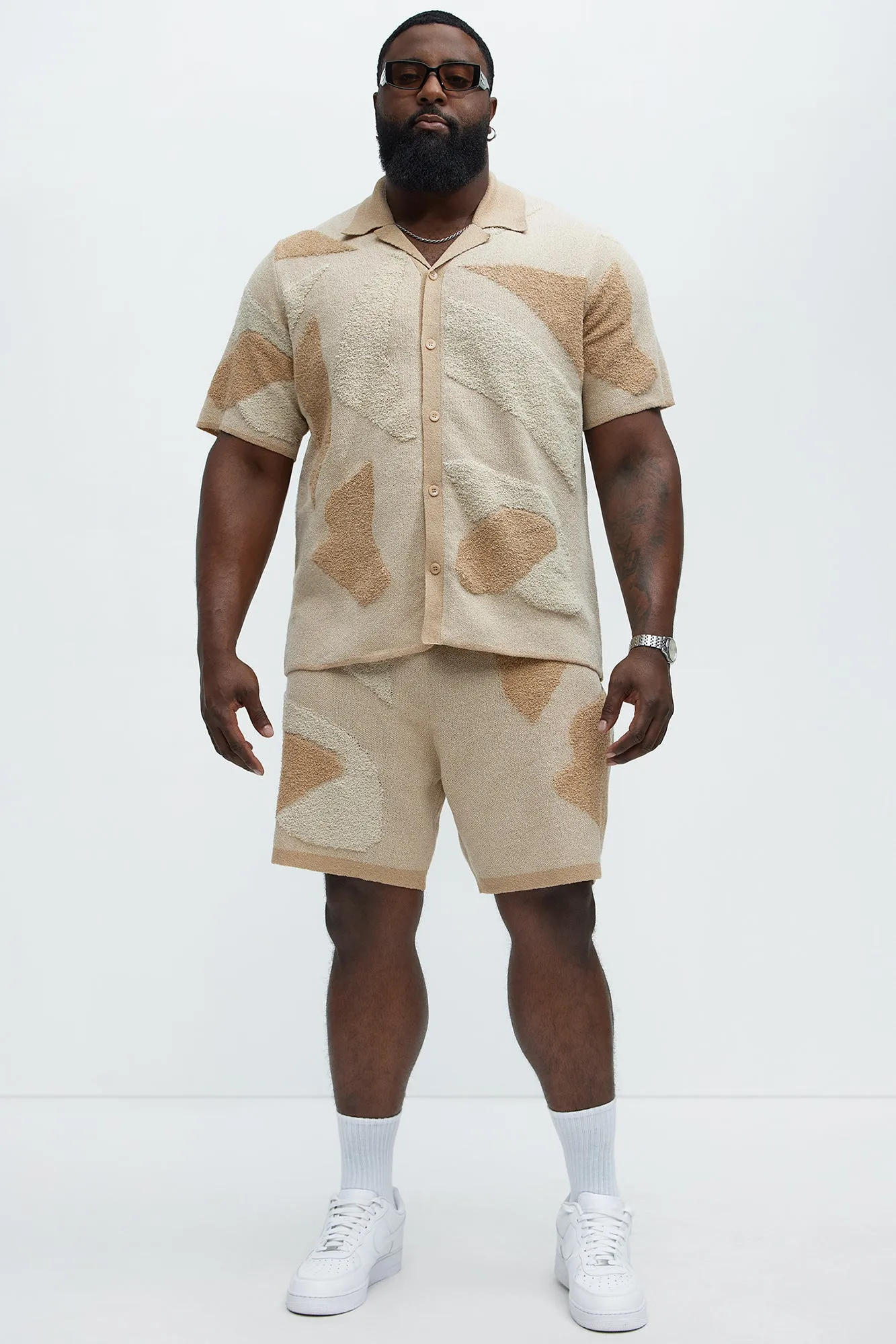 Auron Cuban Collar Knitted Shirt - Off White/combo