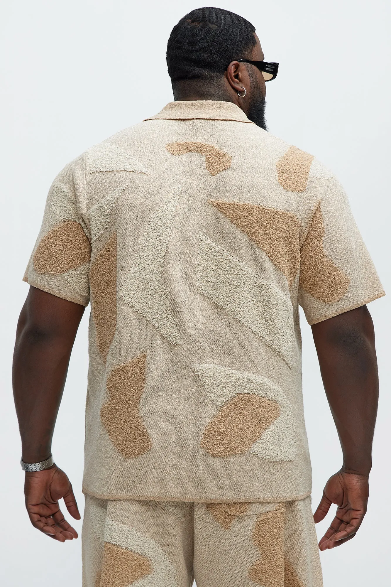 Auron Cuban Collar Knitted Shirt - Off White/combo