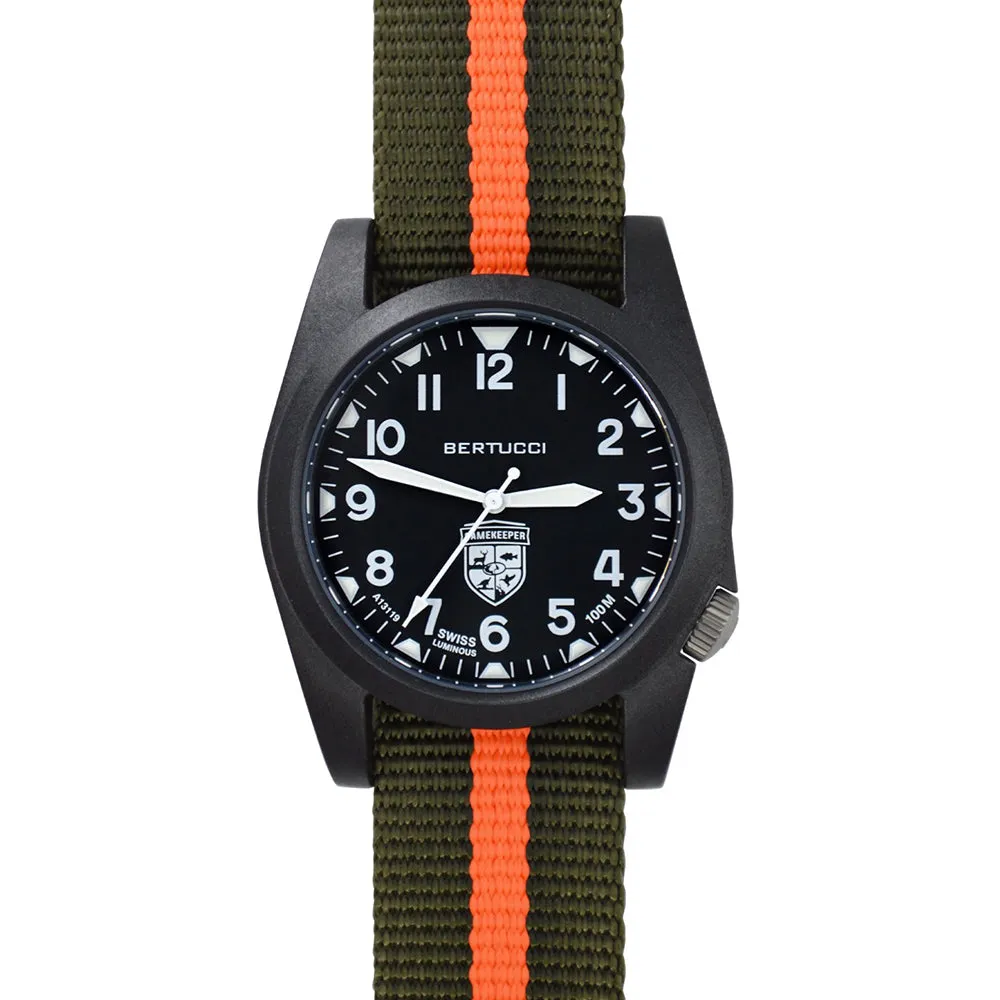 Bertucci Gamekeeper Unisex Defender Olive / Blaze Stripe Nylon Band Black Quartz Dial Watch - 13369