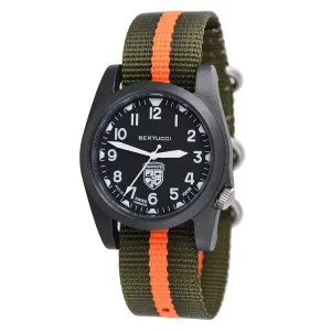 Bertucci Gamekeeper Unisex Defender Olive / Blaze Stripe Nylon Band Black Quartz Dial Watch - 13369