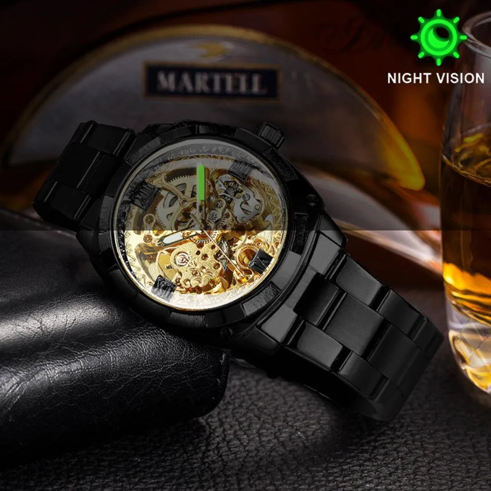 BEST GIFT IDEAS - Luxury Mens Transparent Skeleton Mechanical Automatic Watch