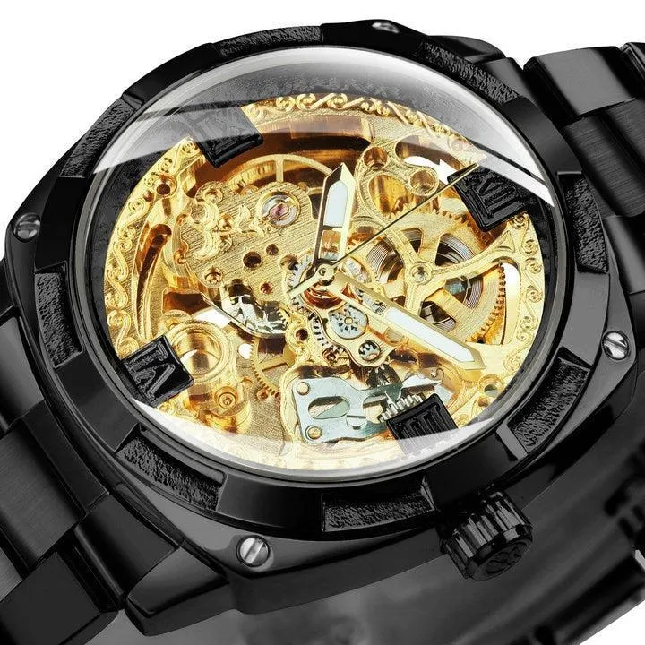 BEST GIFT IDEAS - Luxury Mens Transparent Skeleton Mechanical Automatic Watch