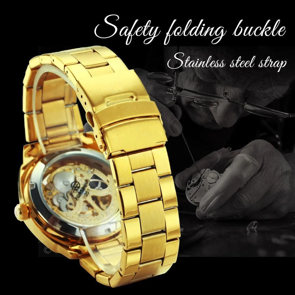 BEST GIFT IDEAS - Luxury Mens Transparent Skeleton Mechanical Automatic Watch